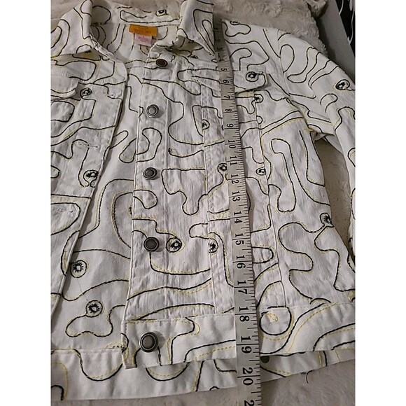 Vintage Ruby Rd Denim Artsy Jacket Womens Size 6 White Black Retro Artsy - Picture 10 of 10